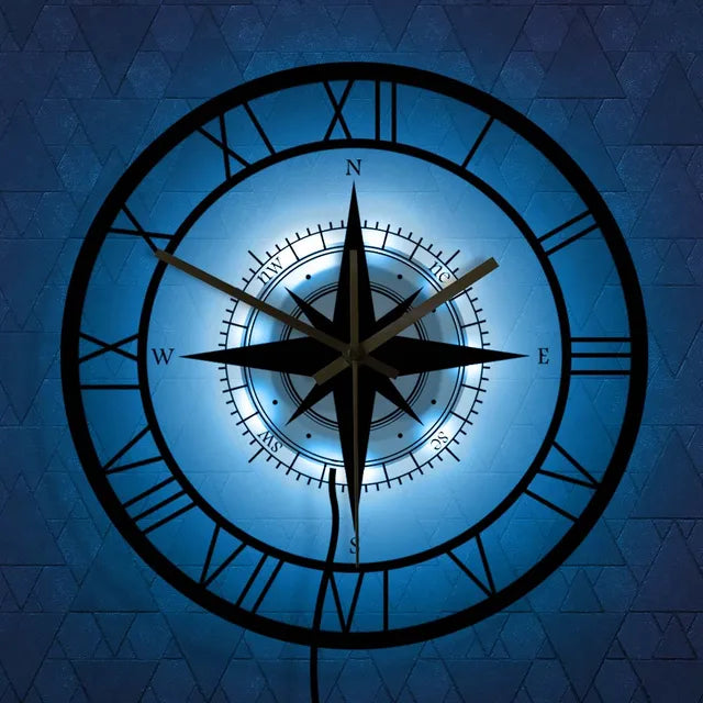 Mogendo | DirectionalChart - Nautical Compass Wall Clock 7 Colors LED