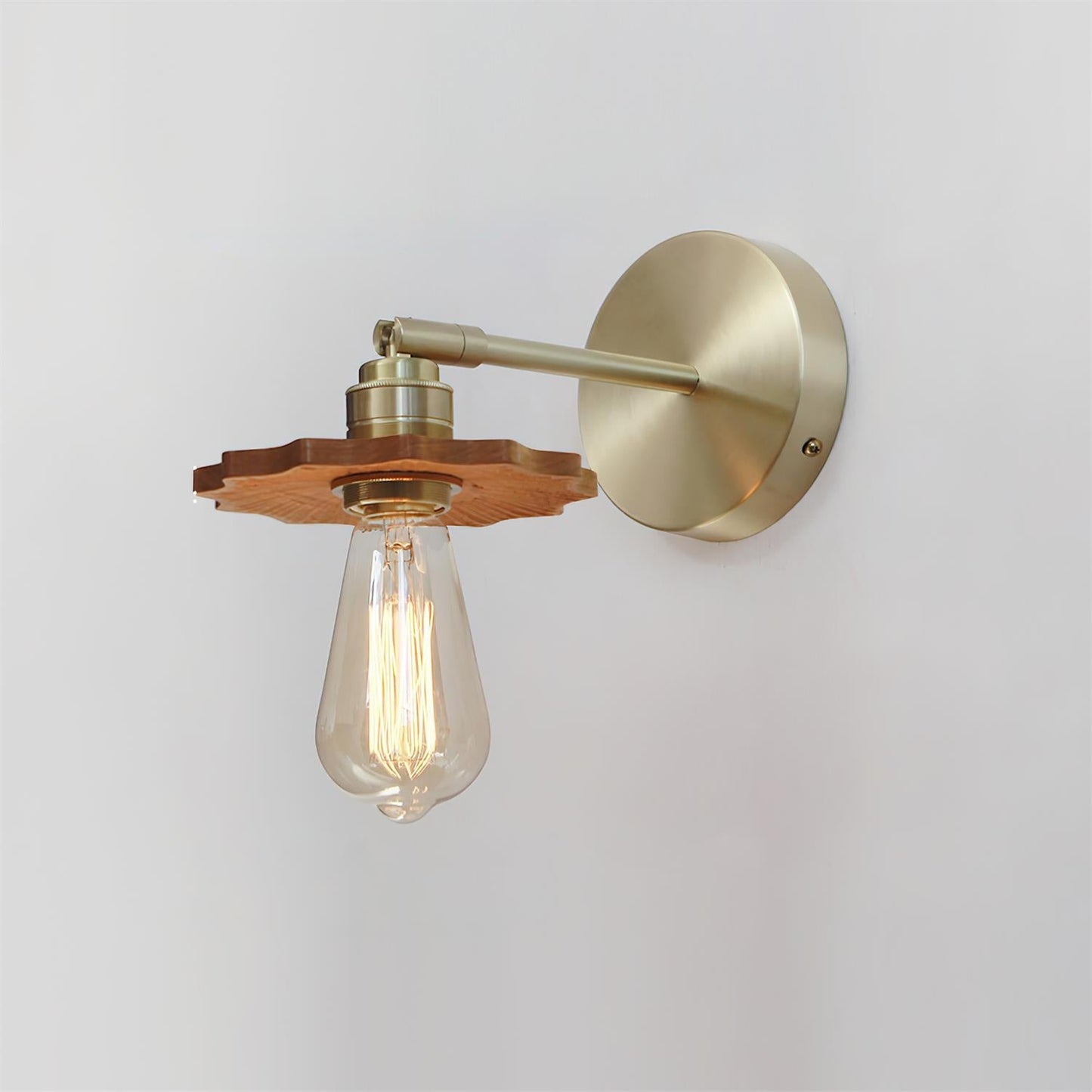 Mogendo | Vintara Wall Lamp W 27cm x H 12cm W 10.6″ x H 4.7″ Model B Brass & Walnut Color