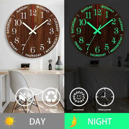 Mogendo | Glowtic Illuminating Wall Clock | Wood Design | Silent | Night Light | Nordic Style | Gift Idea