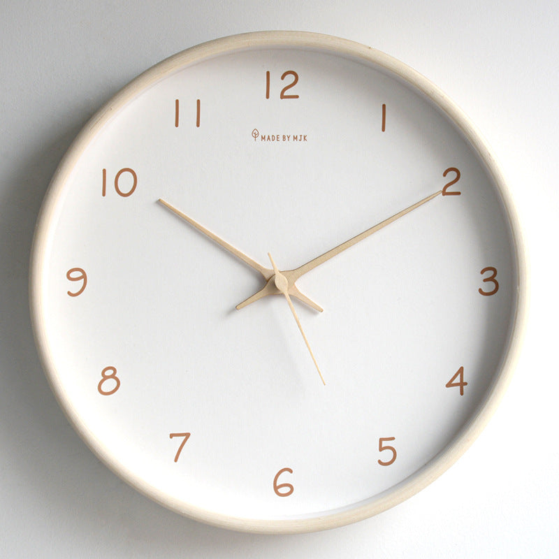 Mogendo | Simple analog solid wood wall clock for home – timeless and elegant! Cream