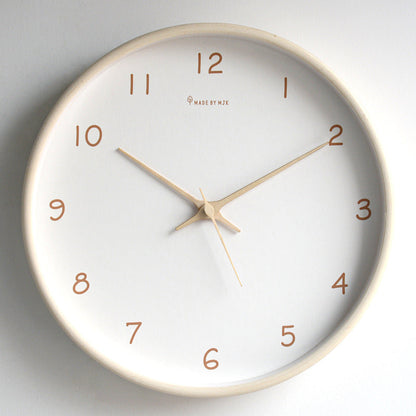 Mogendo | Simple analog solid wood wall clock for home – timeless and elegant! Cream