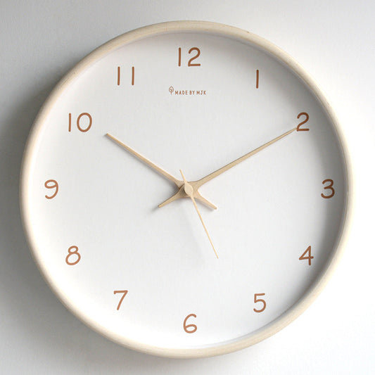 Mogendo | Simple analog solid wood wall clock for home – timeless and elegant! Cream
