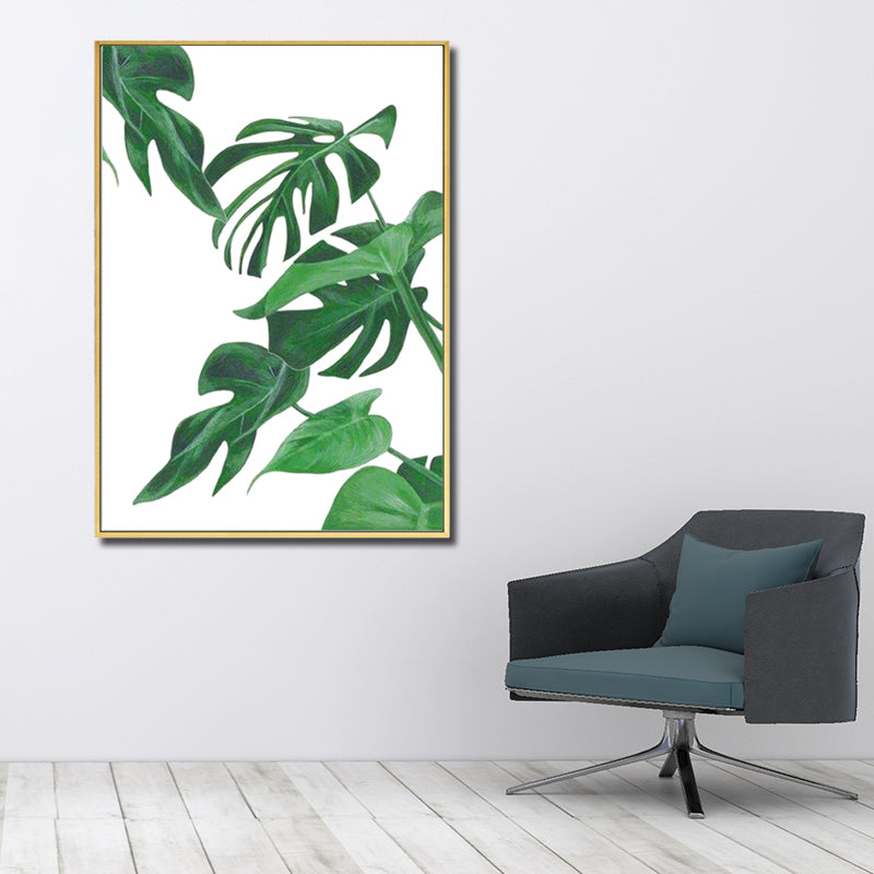 Mogendo | Green Tropical Wall Art Print Plant Leaves Canvas for Living Room, Textured Surface Green