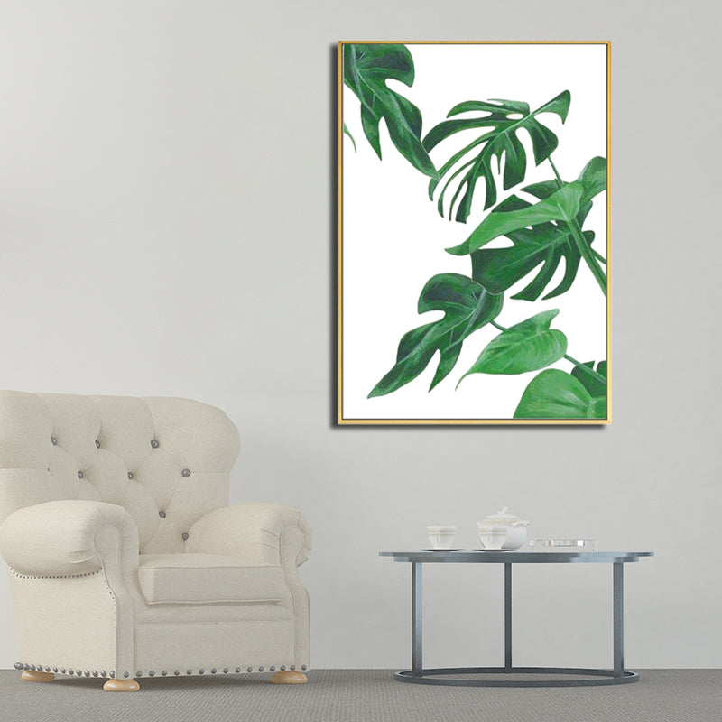 Mogendo | Green Tropical Wall Art Print Plant Leaves Canvas for Living Room, Textured Surface