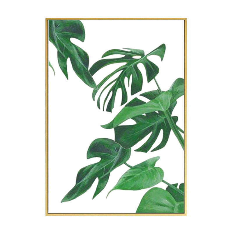Mogendo | Green Tropical Wall Art Print Plant Leaves Canvas for Living Room, Textured Surface