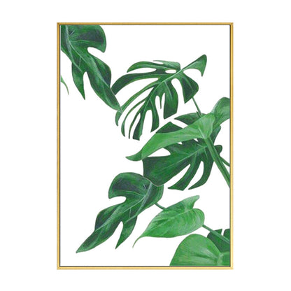 Mogendo | Green Tropical Wall Art Print Plant Leaves Canvas for Living Room, Textured Surface