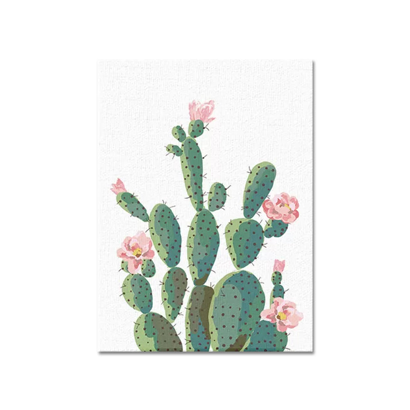 Mogendo | Green Cactus Flower Canvas Print Botanical Tropical Textured Wall Art for Home