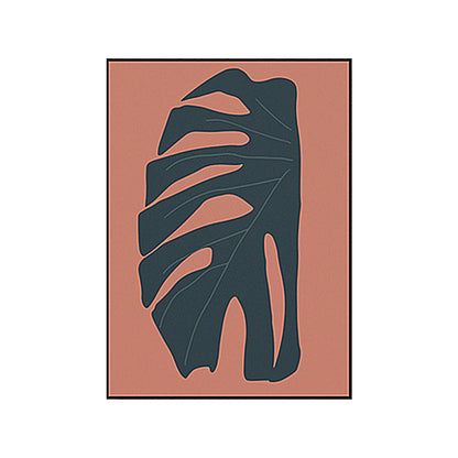 Mogendo | Tropical leaf wrapped canvas texture living room wall art in red (Multiple size options)