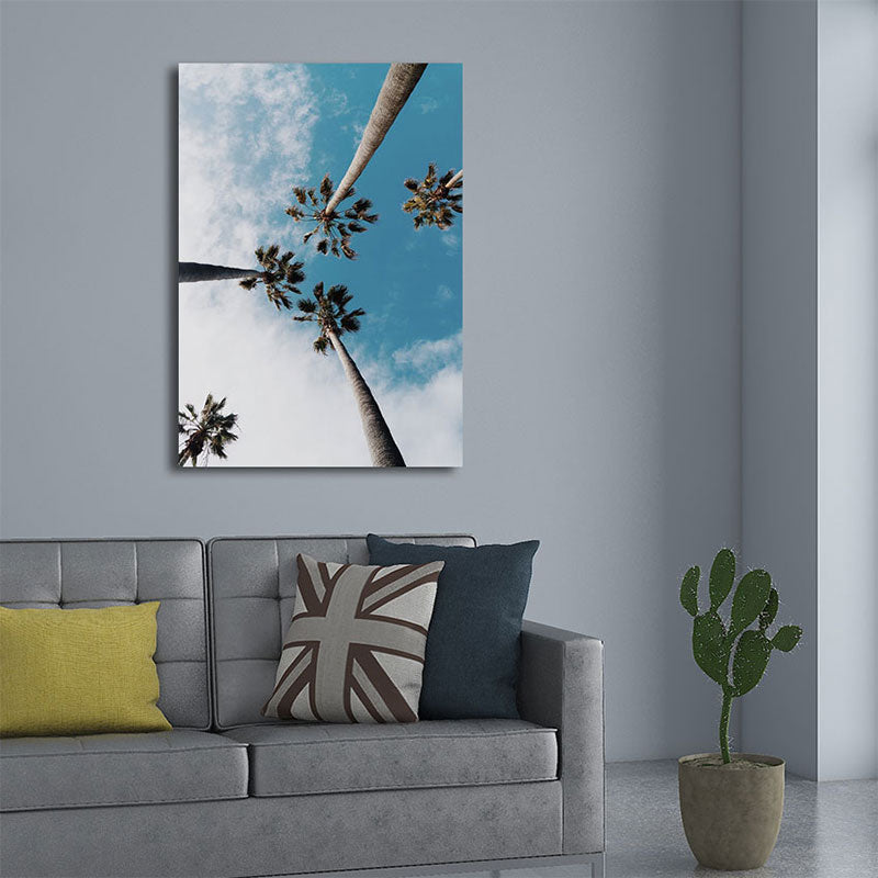 Mogendo | Textured Landscape Art Print Tropical Canvas Wall Decoration for Living Room Blue