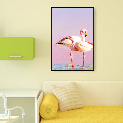 Mogendo | Tropix Animal Flamingos Canvas Art Pink-Blue Textured Wall Decoration for the Seating Area