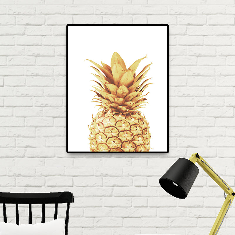 Mogendo | Golden Pineapple Wall Decoration Fruit Tropical Texture Canvas Print for Dining Room