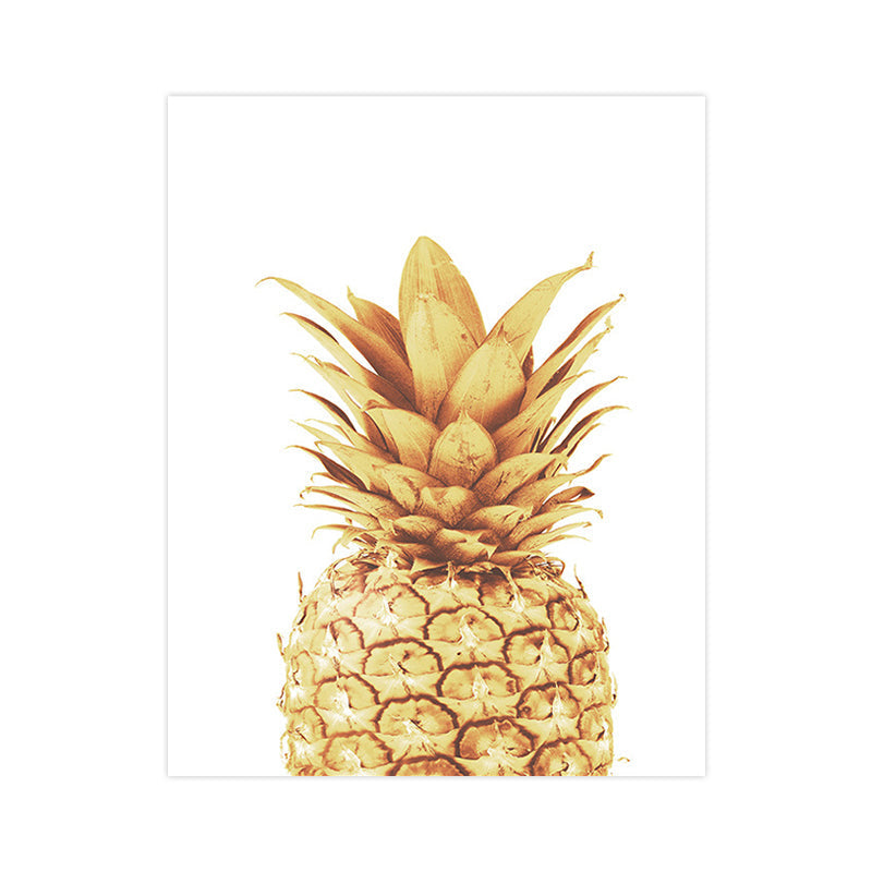 Mogendo | Golden Pineapple Wall Decoration Fruit Tropical Texture Canvas Print for Dining Room