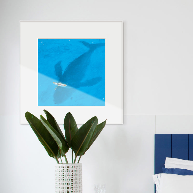 Mogendo | Blue Dolphin and Boat Canvas Textured Tropical Dining Room Wall Decor, Multiple Sizes