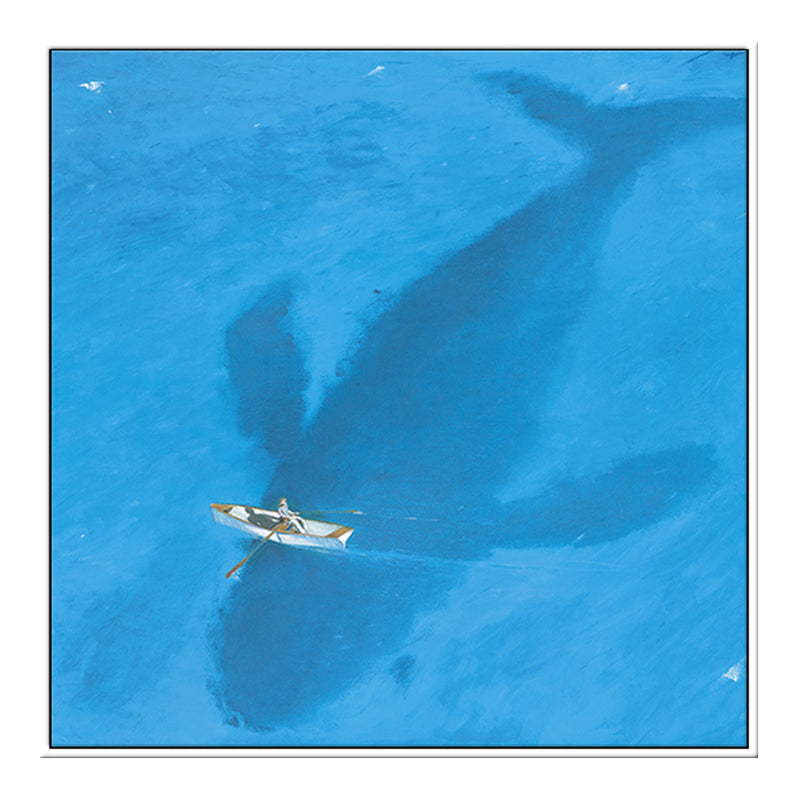 Mogendo | Blue Dolphin and Boat Canvas Textured Tropical Dining Room Wall Decor, Multiple Sizes
