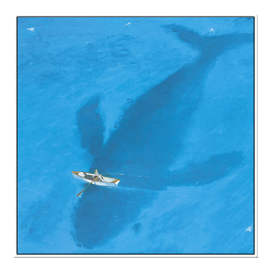 Mogendo | Blue Dolphin and Boat Canvas Textured Tropical Dining Room Wall Decor, Multiple Sizes