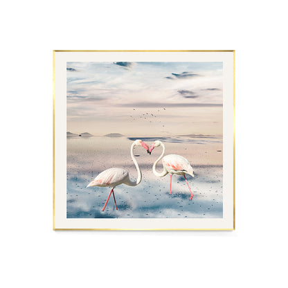 Mogendo | Lake and Flamingo Painting Tropical Style Canvas Wall Print, Multiple Sizes