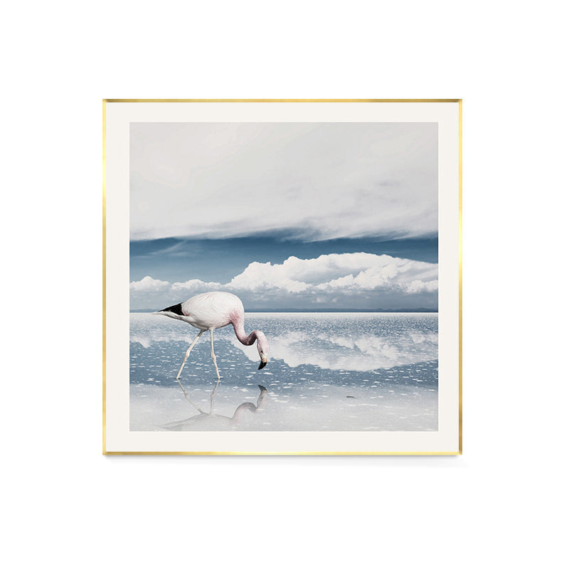 Mogendo | Lake and Flamingo Painting Tropical Style Canvas Wall Print, Multiple Sizes