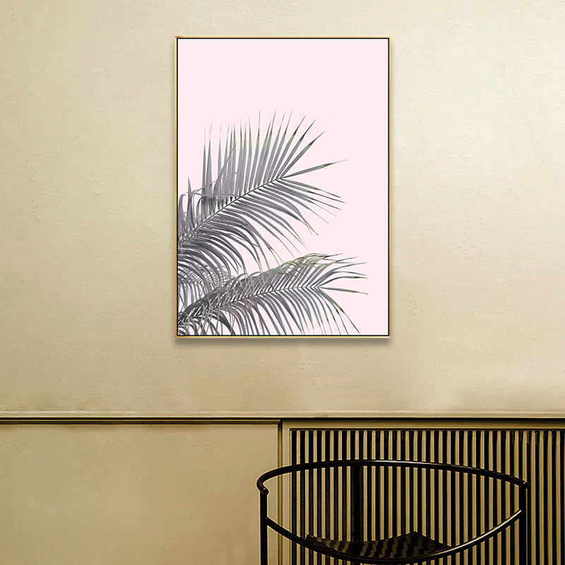 Mogendo | Canvas Pink Painting Tropical Style Leaves Wall Art Print, Multiple Sizes Options