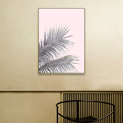 Mogendo | Canvas Pink Painting Tropical Style Leaves Wall Art Print, Multiple Sizes Options