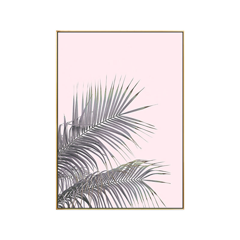 Mogendo | Canvas Pink Painting Tropical Style Leaves Wall Art Print, Multiple Sizes Options