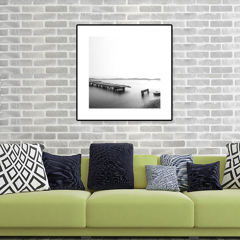 Mogendo | Dark Photography Seascape Art Print Textured Contemporary Living Room Furniture Wall Decor Light Gray