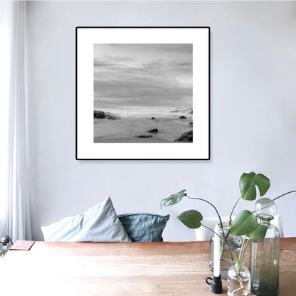 Mogendo | Dark Photography Seascape Art Print Textured Contemporary Living Room Furniture Wall Decor Dark gray