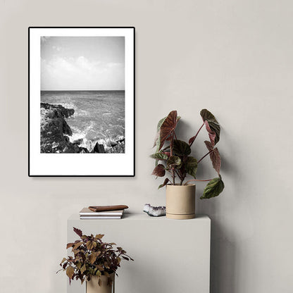 Mogendo | Tropical Rocky Bay Seascape Canvas Print Dark Color Texture Wall Art for the Living Room
