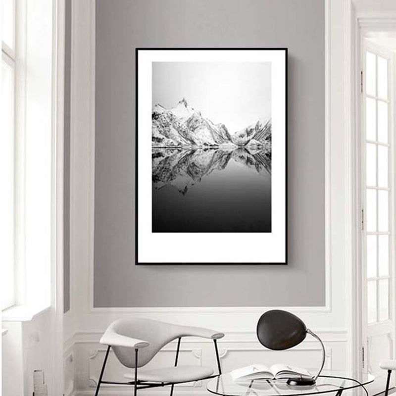 Mogendo | Tropical Rocky Bay Seascape Canvas Print Dark Color Texture Wall Art for the Living Room Light Gray