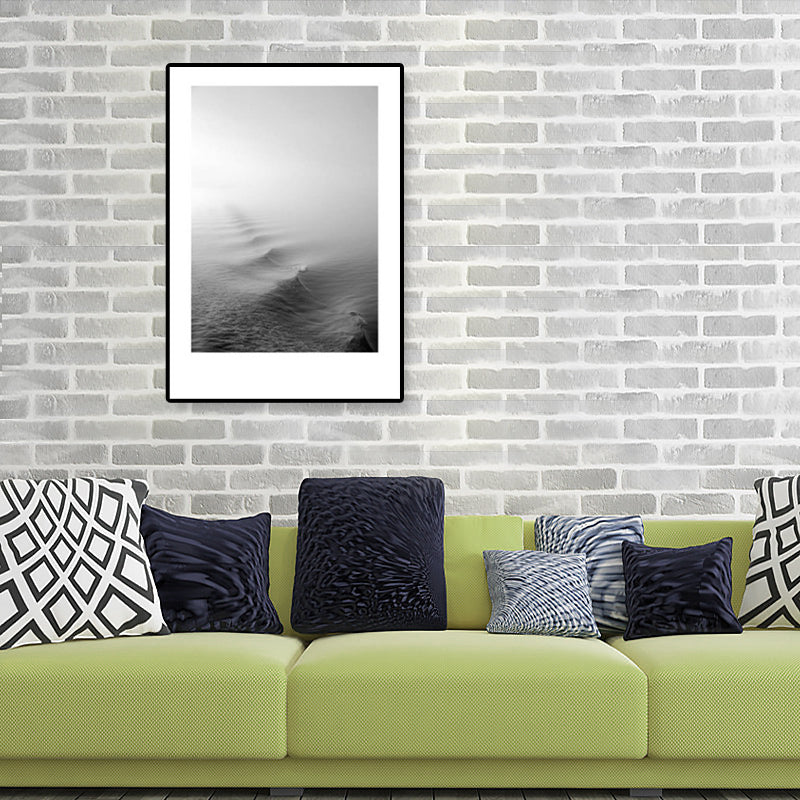 Mogendo | Tropical Rocky Bay Seascape Canvas Print Dark Color Texture Wall Art for the Living Room Black