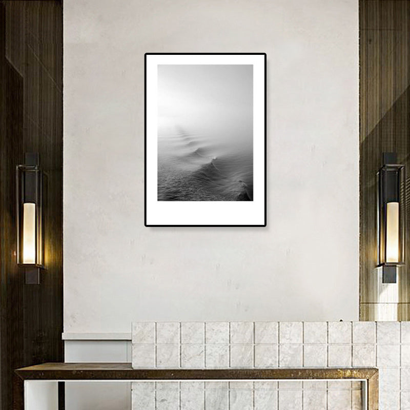 Mogendo | Tropical Rocky Bay Seascape Canvas Print Dark Color Texture Wall Art for the Living Room