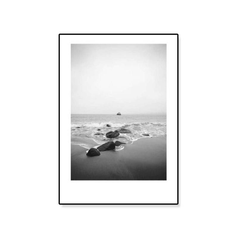 Mogendo | Tropical Rocky Bay Seascape Canvas Print Dark Color Texture Wall Art for the Living Room