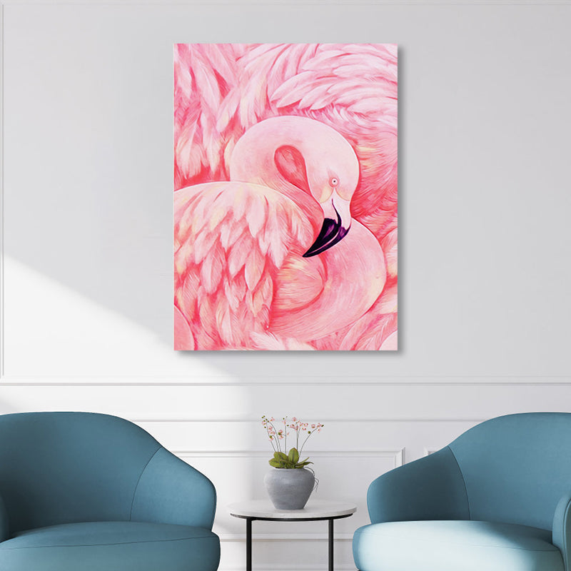 Mogendo | Flamingo Canvas Print Tropical Style Texture Wall Art Decor in Pink for Family Room