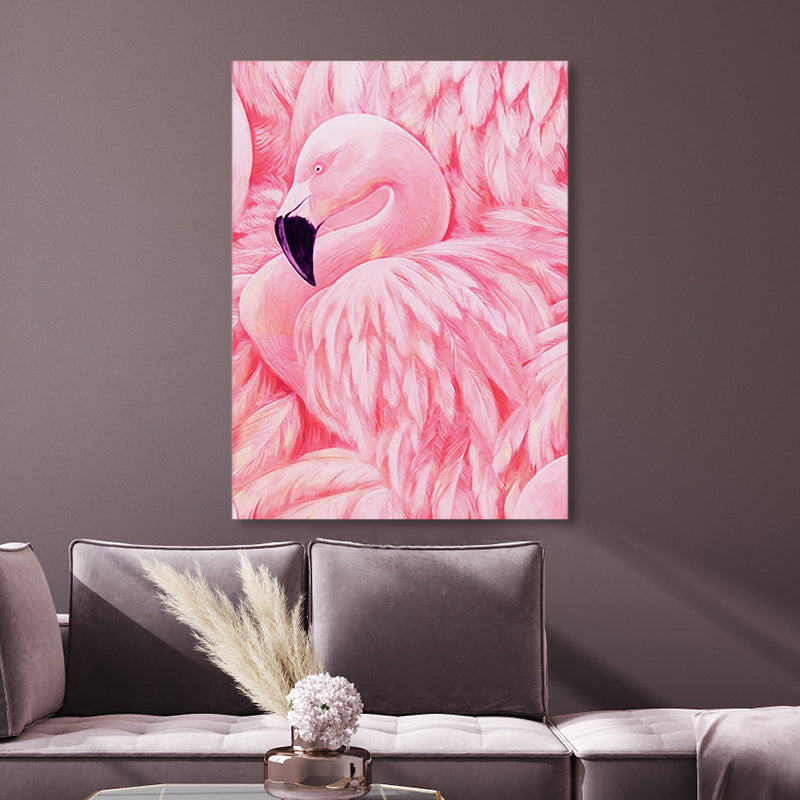 Mogendo | Flamingo Canvas Print Tropical Style Texture Wall Art Decor in Pink for Family Room Pink