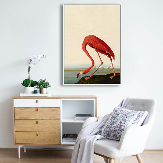 Mogendo | Tropical Painting Print Flamingo Canvas Home Indoor Wall Art Decor in Pastel Color Red 16" x 24"
