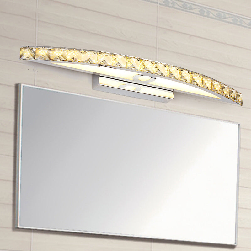 Mogendo | Crystal Arch Wall Light Sconces Modernist LED Vanity Light Fixture for Bathroom Champagne