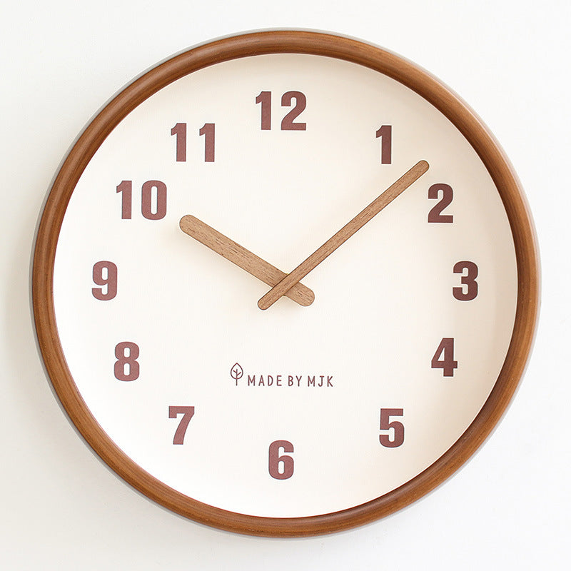 Mogendo | Natural Wooden Round Silent Wall Clock Deco Clock Off White 30.48 cm
