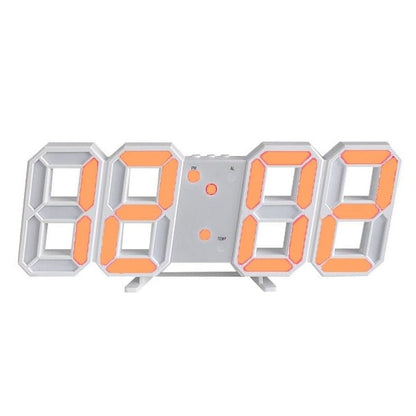 Mogendo | LumiSync 3D LED Wall Clock – Modern Digital Clock with Dimmer Lighting Orange