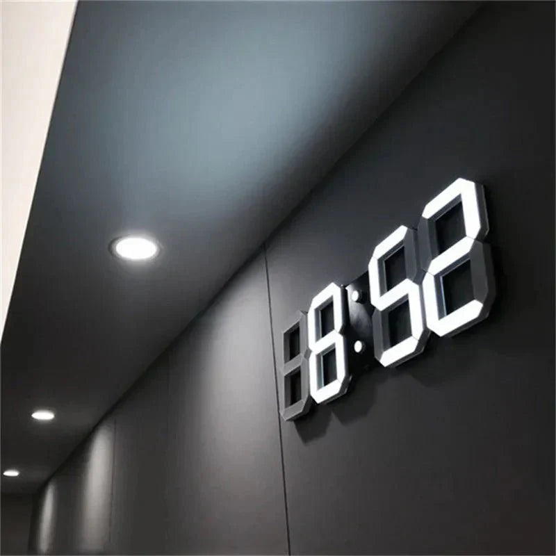 Mogendo | LumiSync 3D LED Wall Clock – Modern Digital Clock with Dimmer Lighting White
