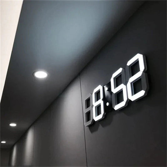 Mogendo | LumiSync 3D LED Wall Clock – Modern Digital Clock with Dimmer Lighting White