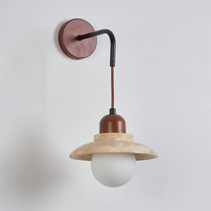 Mogendo | Brava Wall Lamp W 20cm x H 14cm W 7.8″ x H 5.5″ Walnut Color & Beige