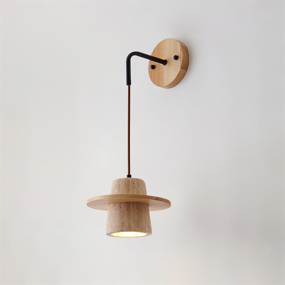 Mogendo | Brivon Wall Lamp Model A W 20cm x H 13cm W 7.8″ x H 5.1″ Walnut Color & Beige