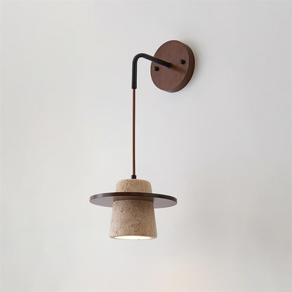 Mogendo | Brivon Wall Lamp Model A W 20cm x H 13cm W 7.8″ x H 5.1″ Wood Color & Beige