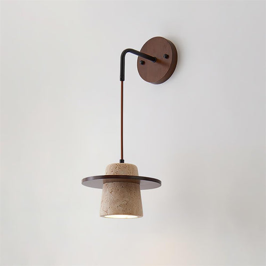 Mogendo | Brivon Wall Lamp Model A W 20cm x H 13cm W 7.8″ x H 5.1″ Wood Color & Beige