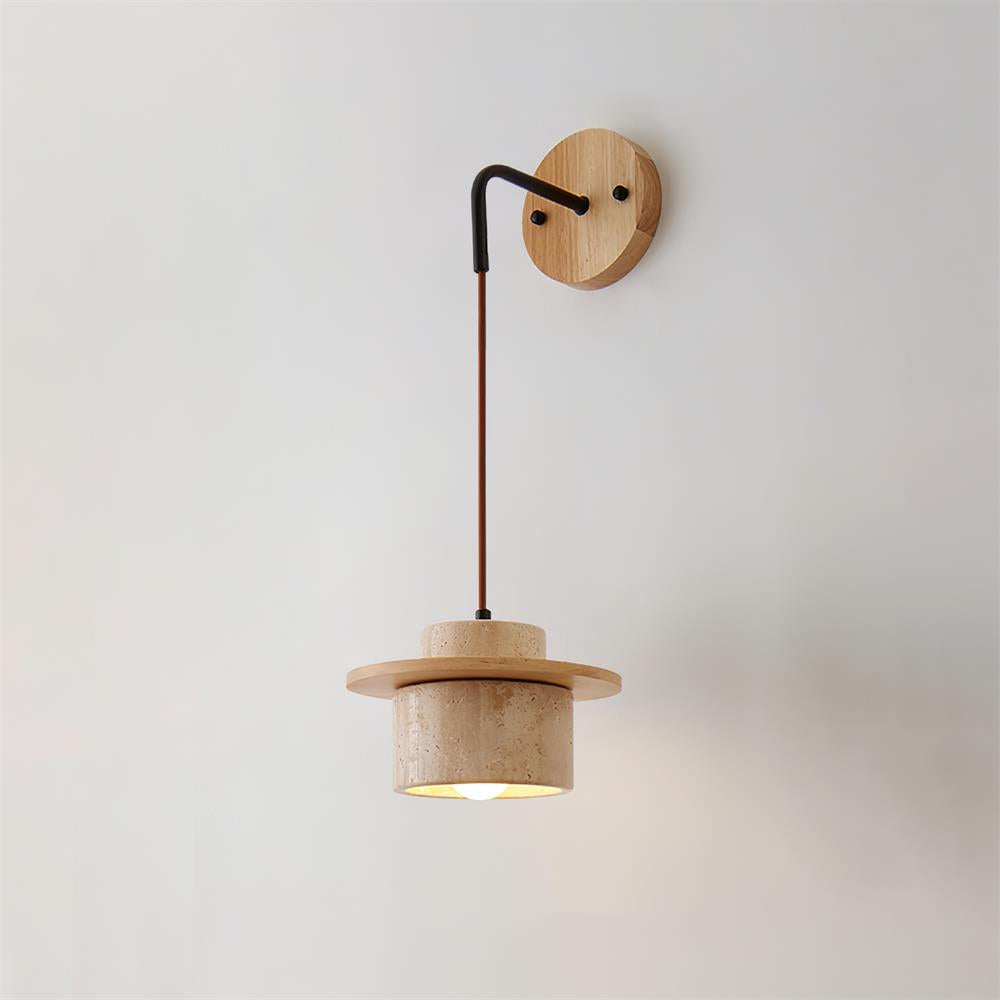 Mogendo | Brivon Wall Lamp Model B W 20cm x H 12cm W 7.8″ x H 4.7″ Walnut Color & Beige