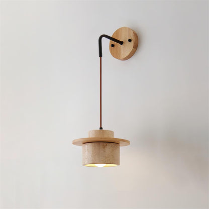 Mogendo | Brivon Wall Lamp Model B W 20cm x H 12cm W 7.8″ x H 4.7″ Walnut Color & Beige