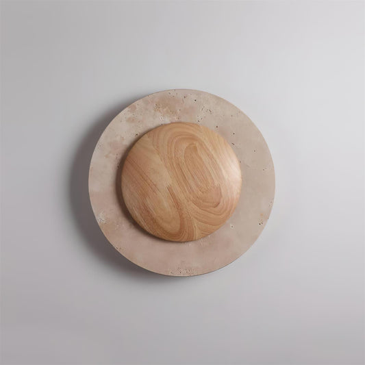 Mogendo | Celora Wall Lamp Dia 25cm x H 25cm ∅ 9.8″ x H 9.8″ Wood Color & Beige Warm White
