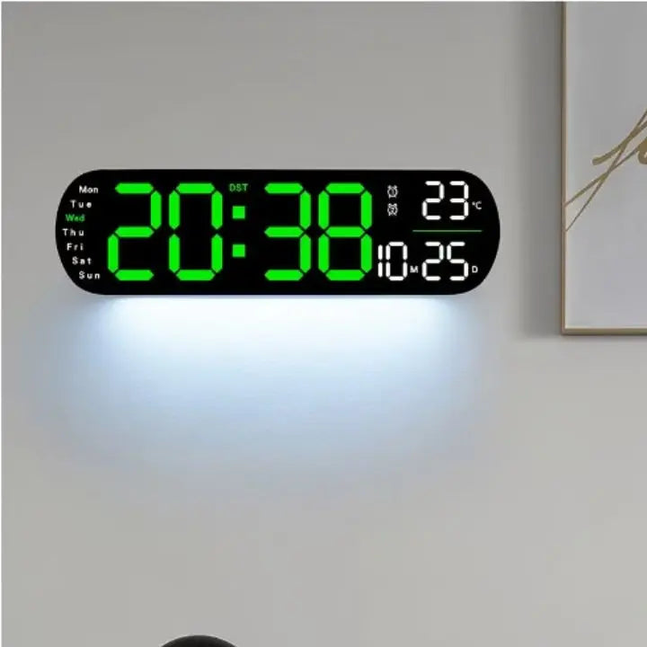 Mogendo | Digital Wall Clock Large LED Display with Remote Control Green