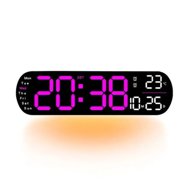 Mogendo | Digital Wall Clock Large LED Display with Remote Control Purple