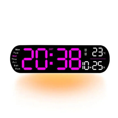 Mogendo | Digital Wall Clock Large LED Display with Remote Control Purple