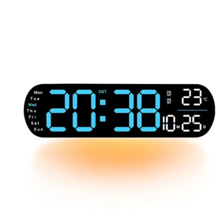 Mogendo | Digital Wall Clock Large LED Display with Remote Control Blue
